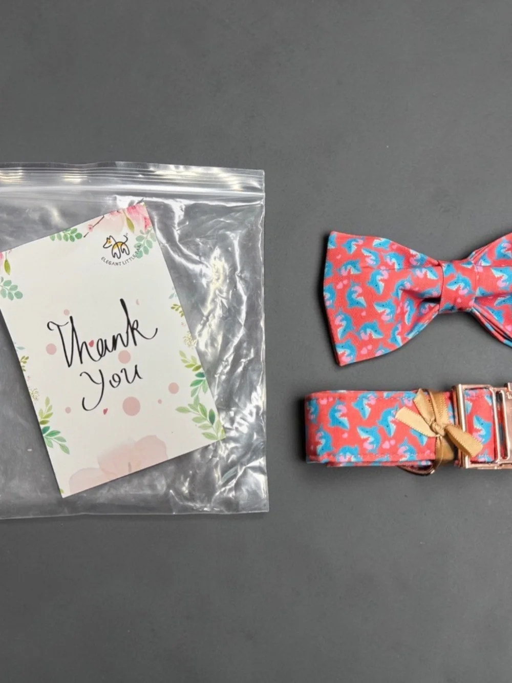 Shark Print Dog Collar & Bow Tie Set Large NWT